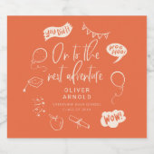 Afstuderen Quirky Doodle Next Adventure Sinaasappe Bier Etiket (Enkel label)