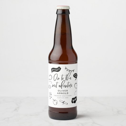 Afstuderen Quirky Doodle Next Adventure White Bier Etiket (Voorkant)
