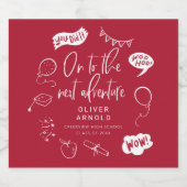 Afstuderen Quirky Doodle Volgende Adventure Rood Bier Etiket (Enkel label)