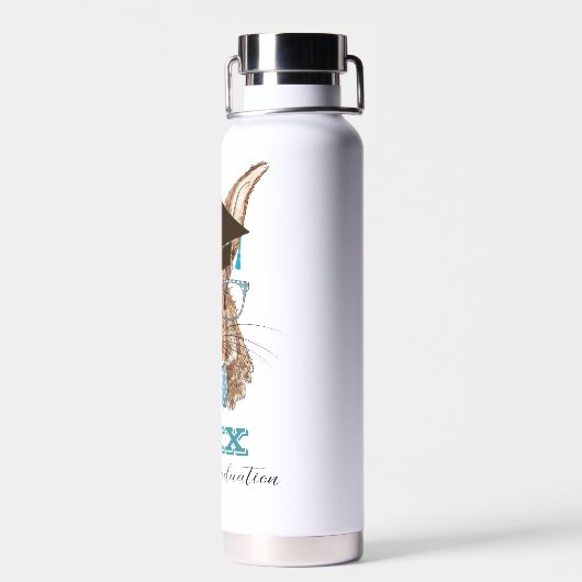 Afstuderen Rabbit Custom Water Bottle Waterfles (Achterkant)