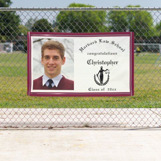 Afstuderen, rechtenschool, rood, Crimson Custom Spandoek (Insitu)