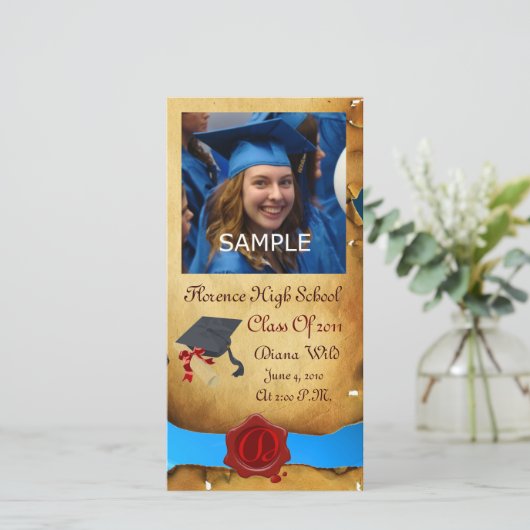 AFSTUDEREN RED BROWN WAX SEAL MONOGRAM blue (Staand voorkant)