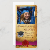 AFSTUDEREN RED BROWN WAX SEAL MONOGRAM roze Aankondiging (Voorkant / Achterkant)