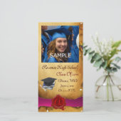 AFSTUDEREN RED BROWN WAX SEAL MONOGRAM roze Aankondiging (Staand voorkant)