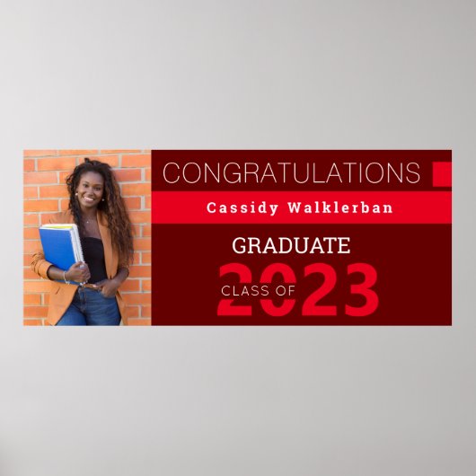 Afstuderen Red Burgundy Photo Afstuderen Poster (Voorkant)