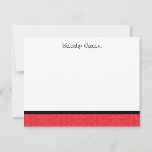 Afstuderen Red Damask Dank je wel Notitiekaartje (Voorkant)
