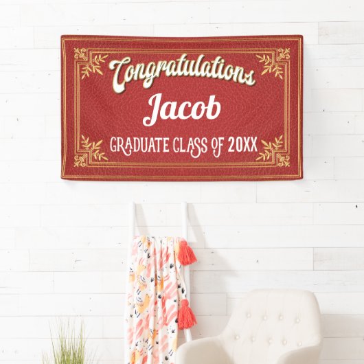 Afstuderen Red Gold Party Spandoek (Insitu)