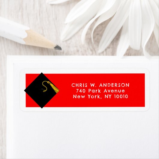 Afstuderen Red Return-adreslabels Etiket (Insitu)