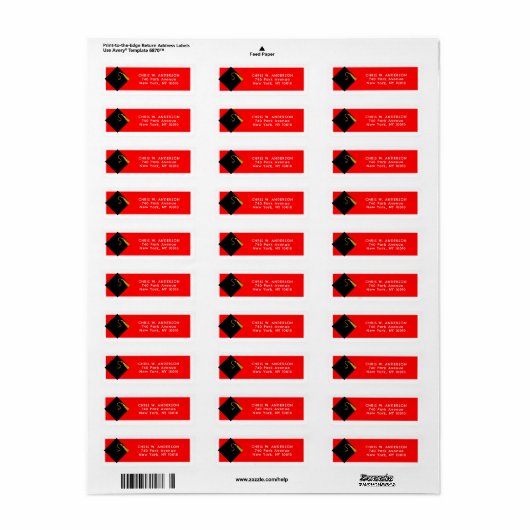 Afstuderen Red Return-adreslabels Etiket (Full Sheet)