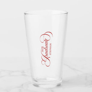 Afstuderen Red Script-typografie Glas