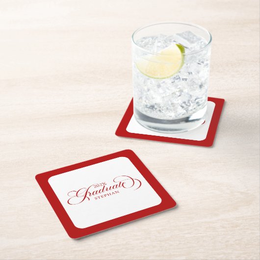 Afstuderen Red Script-typografie Kartonnen Onderzetters (Insitu)