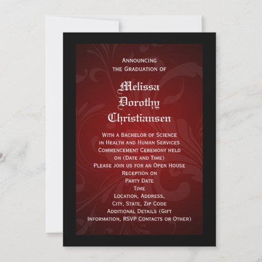 afstuderen Red Tassel Charm College 2018 Kaart (Achterkant)