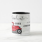 Afstuderen  Red Truck Wereldbol Monogramnaam Mok (Midden)