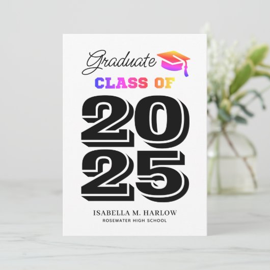 Afstuderen regenboog Afstuderen Aankondiging (Staand voorkant)