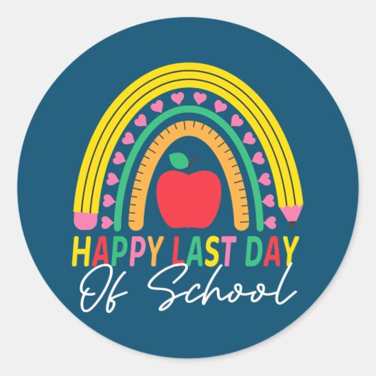 Afstuderen regenboogleraar ronde sticker (Voorkant)