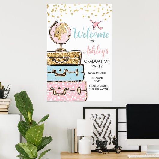 Afstuderen Reiskoffer Welkomstbord Poster (Thuiskantoor)