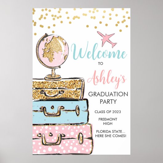Afstuderen Reiskoffer Welkomstbord Poster (Voorkant)