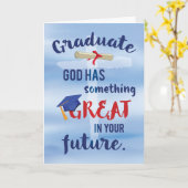 Afstuderen Religieus Kruis Blauw Waterverf Kaart (Gele Bloem)