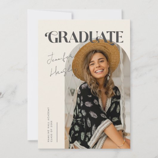 Afstuderen Retro Cream Arch Afstuderen Aankondigin Aankondiging (Voorkant)