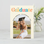Afstuderen Retro Kleurrijke Arch Foto Afstuderen Aankondiging (Staand voorkant)