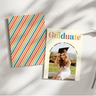 Afstuderen Retro Kleurrijke Arch Foto Afstuderen Aankondiging