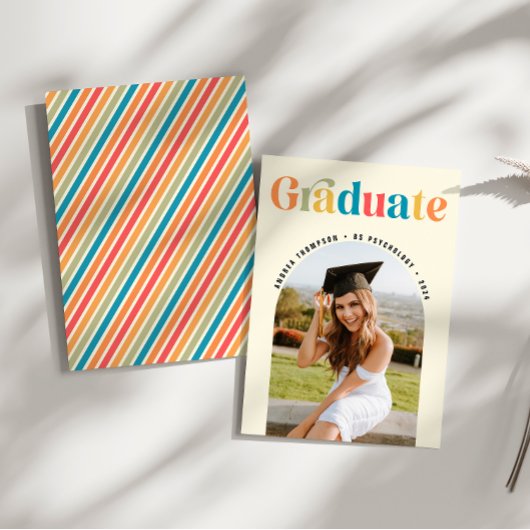 Afstuderen Retro Kleurrijke Arch Foto Afstuderen Aankondiging