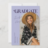 Afstuderen retro Paarse boog Afstuderen aankondigi Aankondiging (Voorkant)