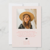 Afstuderen Retro Roze Boog Afstuderen Aankondiging (Achterkant)