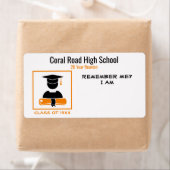 Afstuderen / Reünie Zwart Sinaasappel Papier Naam  Etiket (Insitu)