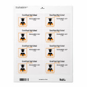 Afstuderen / Reünie Zwart Sinaasappel Papier Naam  Etiket (Full Sheet)