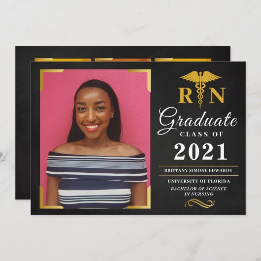 Afstuderen RN Aankondiging Fotokaart Uitnodiging (Voorkant / Achterkant)