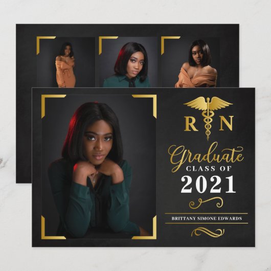 Afstuderen RN Aankondiging Fotokaart Uitnodiging (Voorkant / Achterkant)