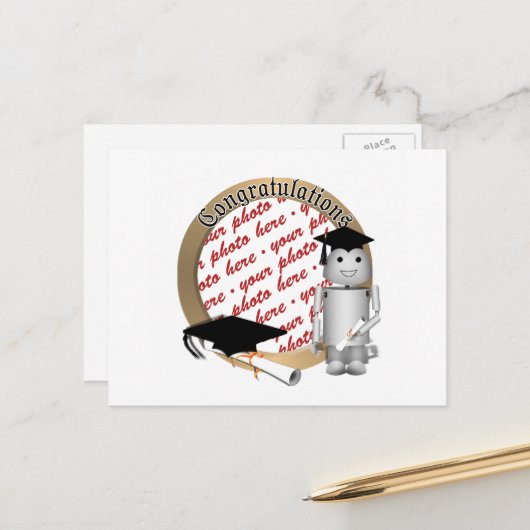 Afstuderen Robot Foto Lijst Aankondigingskaart (Voorkant / Achterkant in situ)