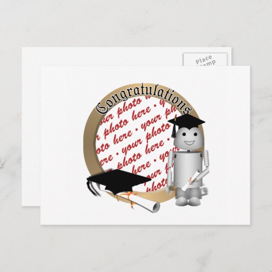 Afstuderen Robot Foto Lijst Aankondigingskaart (Voorkant / Achterkant)