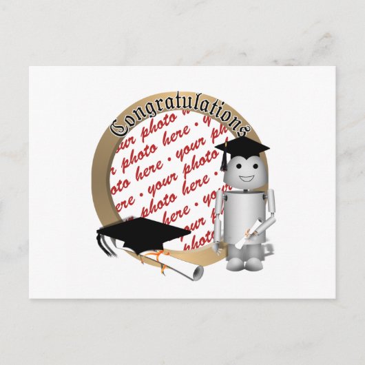 Afstuderen Robot Foto Lijst Aankondigingskaart (Voorkant)