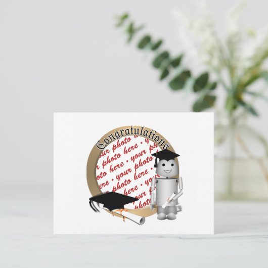 Afstuderen Robot Foto Lijst Aankondigingskaart (Staand voorkant)