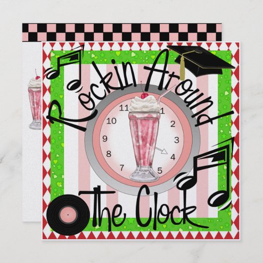 Afstuderen Rockin' Around the Clock Party - SRF Kaart (Voorkant / Achterkant)