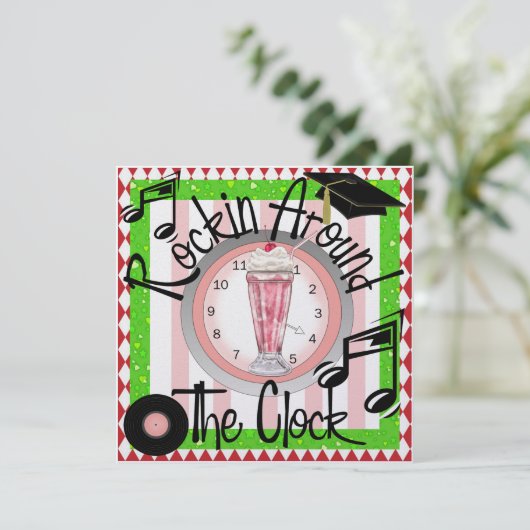 Afstuderen Rockin' Around the Clock Party - SRF Kaart (Staand voorkant)