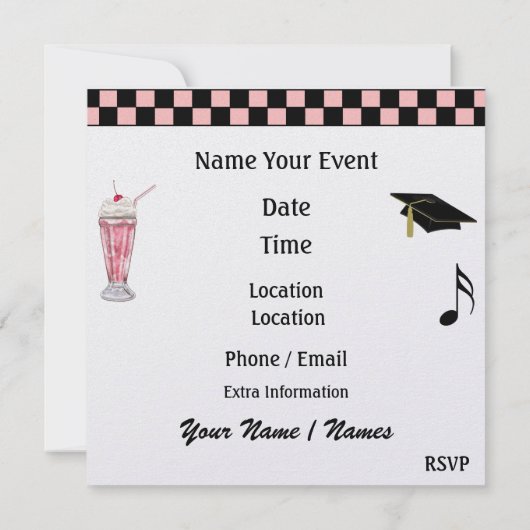 Afstuderen Rockin' Around the Clock Party - SRF Kaart (Achterkant)