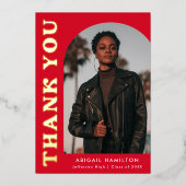 Afstuderen rode en goudvaten Dank u wel Folie Uitnodiging (Voorkant)