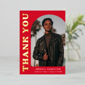 Afstuderen rode en goudvaten Dank u wel Folie Uitnodiging (Staand Voorkant)