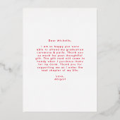 Afstuderen rode en goudvaten Dank u wel Folie Uitnodiging (Achterkant)