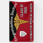 Afstuderen Rode en zwarte Caduceus Medische School Spandoek (Verticaal)