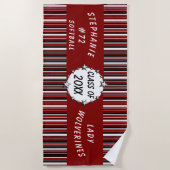 Afstuderen Rode en Zwarte School Gepersonaliseerd Strandlaken (Voorkant)