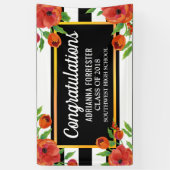 Afstuderen rode flora | Zwarte witte strepen Spandoek (Verticaal)