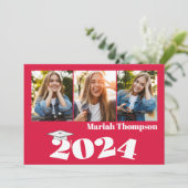 Afstuderen Rode Fotocollage Eenvoudige Typografie Kaart (Staand voorkant)