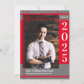 Afstuderen Rode Grijze School Kleur Kaart (Voorkant)