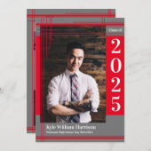 Afstuderen Rode Grijze School Kleur Kaart (Voorkant / Achterkant)