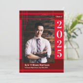 Afstuderen Rode maroon School Kleur Foto geplakt Kaart (Staand voorkant)