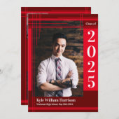 Afstuderen Rode maroon School Kleur Foto geplakt Kaart (Voorkant / Achterkant)